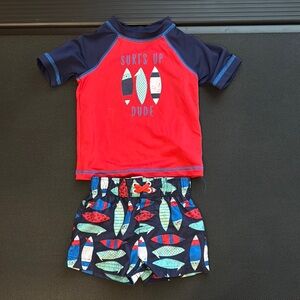 Cat & Jack Red and Blue Rashguard Swim Set